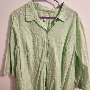 REALLY CUTE LIME GREEN FLOWER BLOUSE